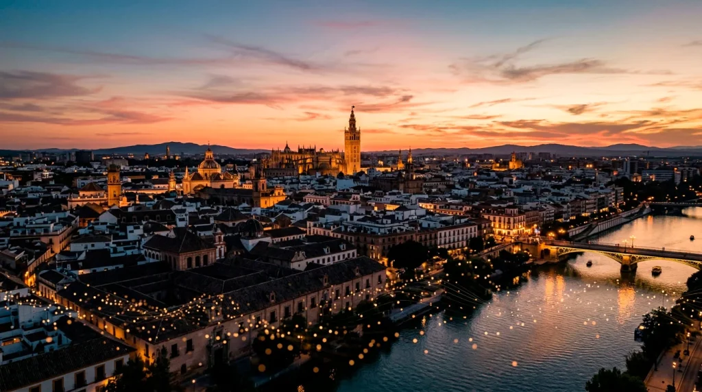 Composición editorial sobre Sevilla con referencias a su patrimonio andaluz — ilustración de portada del análisis de casinos online verificados.