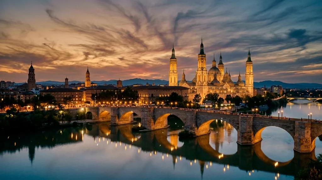 Composición editorial sobre Zaragoza con referencias a la mudejaridad y el Ebro — portada del análisis de operadores legales.